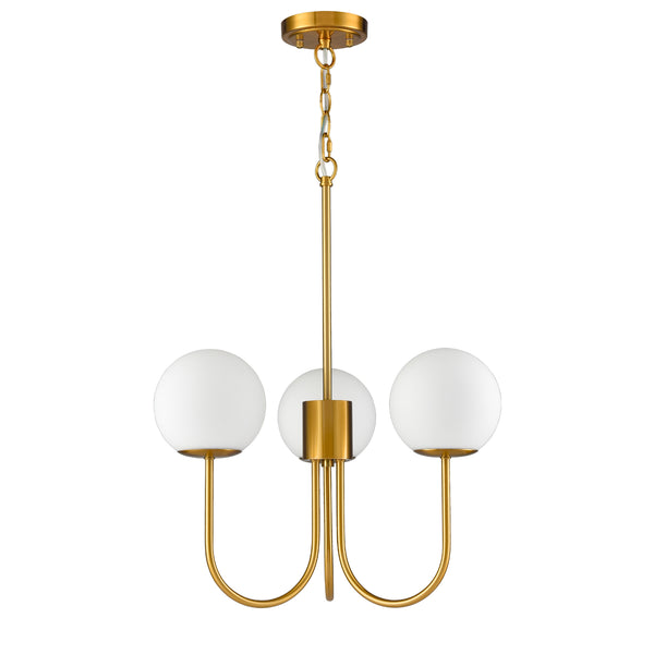 Glass Globe Chandelier Mid Century Pendant Ceiling Lights Milky White Ball Lampshade Wrought Iron for Living Dining Room Bedroom 3 Lights